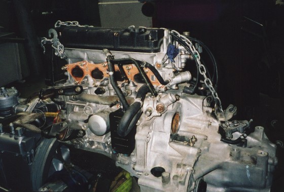 Second generation B16A with intake manifold removed"