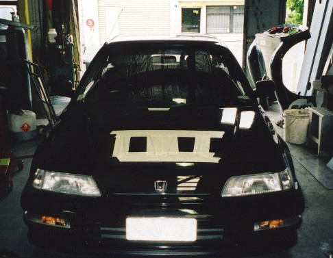 Marking the holes to be cut in the bonnet